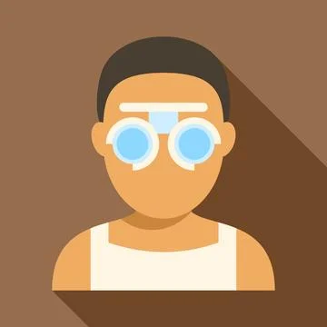 Patient receiving eye vision test flat icon Stock Illustration