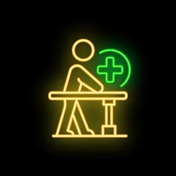 Patient recovering using parallel bars during rehabilitation process neon sig イラスト素材