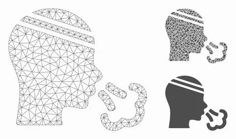 Patient Sneeze Vector Mesh Carcass Model and Triangle Mosaic Icon Stock Illustration