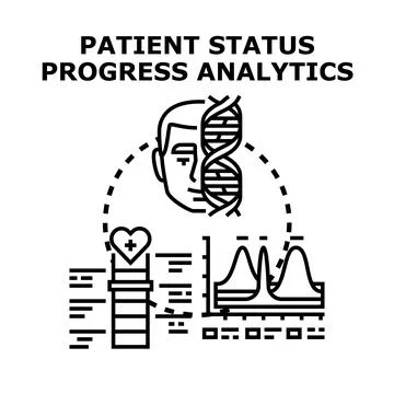 Patient status progress analytics medical data tracking Stock Illustration