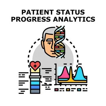 Patient status progress analytics medical data tracking Illustrazione stock