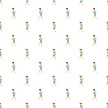 Patient in straitjacket walking seamless pattern Stock Illustration