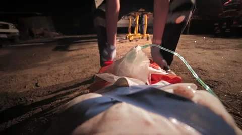 Patient on stretcher being transported Stock Footage 42653955