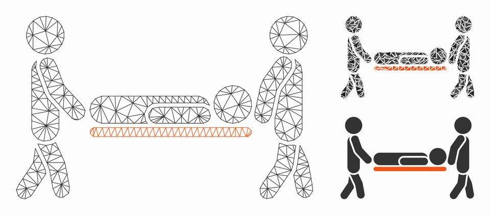 Patient Stretcher Vector Mesh Wire Frame Model and Triangle Mosaic Icon Stockillustratie