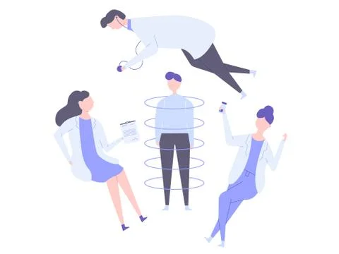 The patient is surrounded by doctors. Illustration