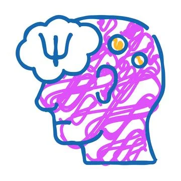 Patient thinking about doctor help icon doodle illustration Illustrazione stock