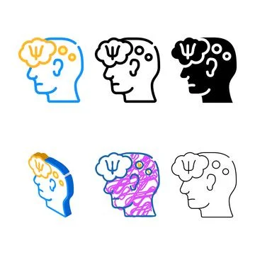 Patient thinking about doctor help color icon vector concepts Stock Illustration