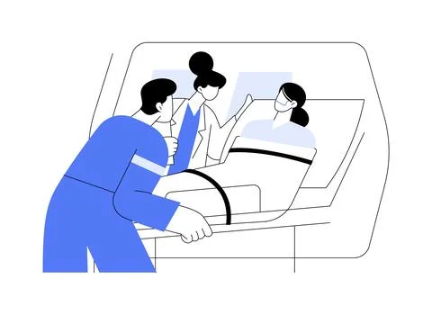 Patient transportation abstract concept vector illustration. Stock Illustration