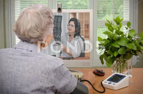 Patient under the telehealth supervision Stock Photos