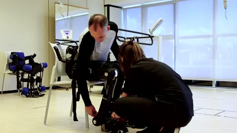 Patient using modern therapy system Video stock 256781909