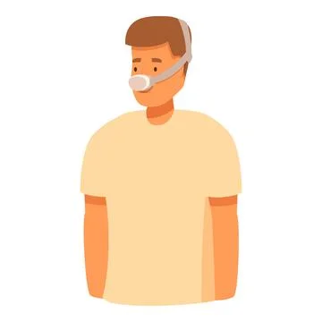Patient using nasal cannula breathing oxygen, supporting respiratory function Stock Illustration