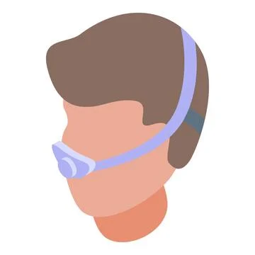Patient using nasal cannula breathing oxygen in hospital therapy Stock Illustration