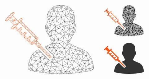 Patient Vaccination Vector Mesh Network Model and Triangle Mosaic Icon Stock Illustration