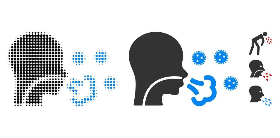 Patient Viruses Halftone and Solid Icon Stockillustratie