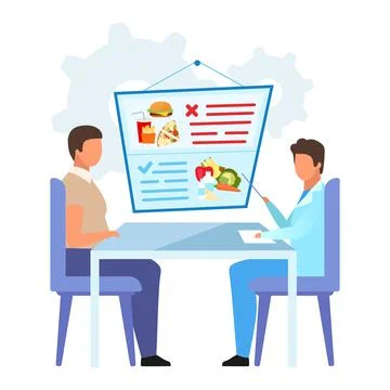 Patient visiting gastroenterologist flat vector illustration. Stock Illustration