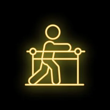 Patient walking using parallel bars during rehabilitation session neon sign イラスト素材