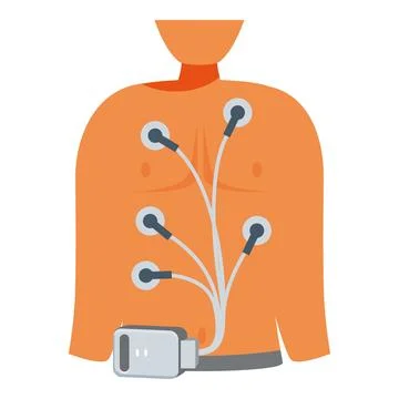 Patient wearing electrocardiogram machine measuring heart rate Stock Illustration