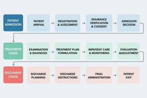 Patient Workflow Mapping Treatment Stages for Hospital Operations Stock-Illustration