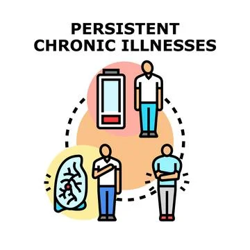 Patients coping with persistent chronic illness health problems Stock Illustration
