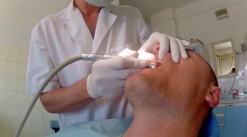 Patient's gum is bleeding because of dentist's intervention, close up Stock Footage 42893956