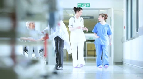 Patients Hospital Care Multi Ethnic Staff Stock Footage
