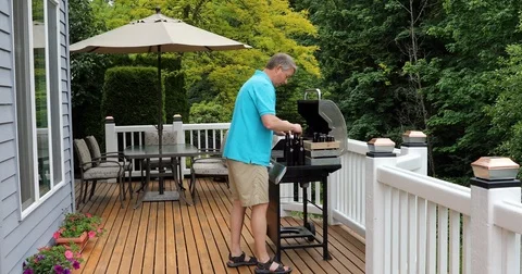 Patio and beer with man Stock Footage 76377214