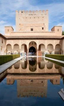 Patio de los Arrayanes or de la Alberca Stock Photos