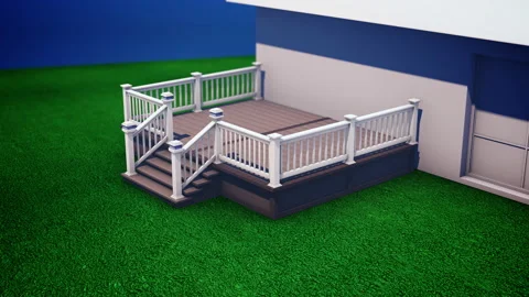 Patio Deck Assembles Outside Home Animation Stock Footage 156618737