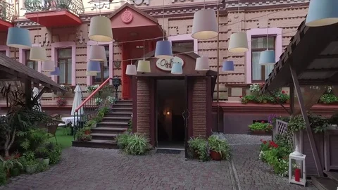 The patio of the hotel. Stock Footage 72404671