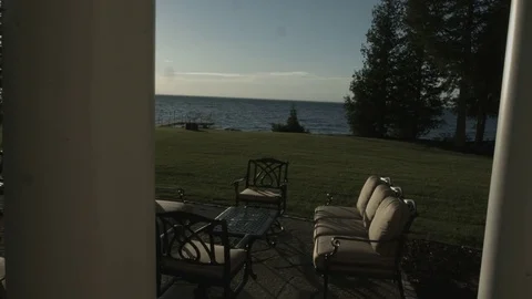 Patio on the Lake Stock Footage 82978413