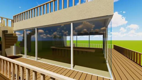 Patio Lounge in the evening Stock Illustration