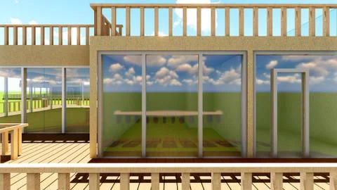 Patio Lounge in the evening Stock Illustration