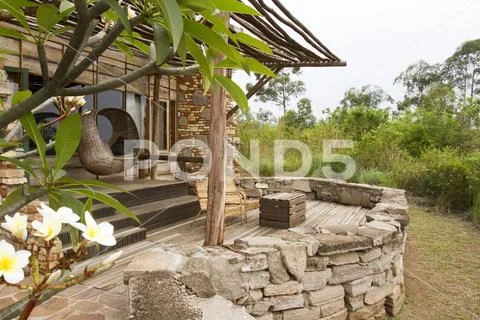 Patio on luxury lodge, Uganda, Africa Stock Photos