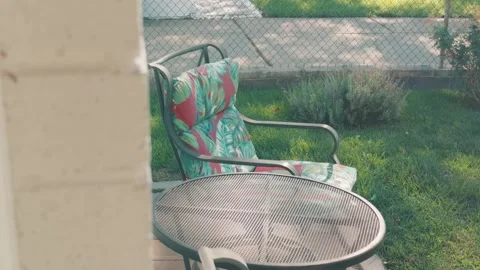 Patio Seating Hidden Behind Wall in Right to Left Glide Stock Footage 346883573