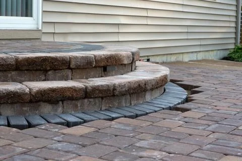 Patio steps side view Stock Photos