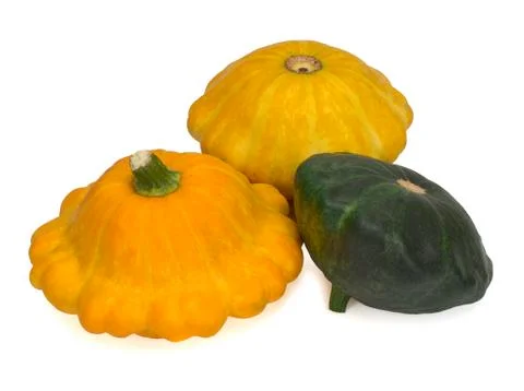Patisson squash closeup isolated on white background Stock Photos