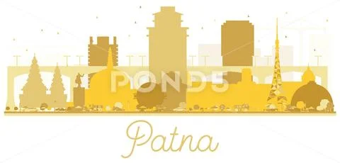 Patna India City Skyline Golden Silhouette. Stock Illustration