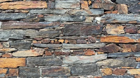 Patones rustic slate stone wall architecture from patones Видео 346989975