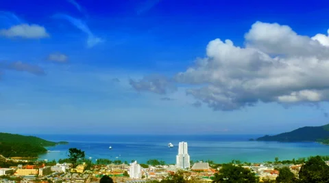 Patong view with arriving ship Stock Footage 52922591