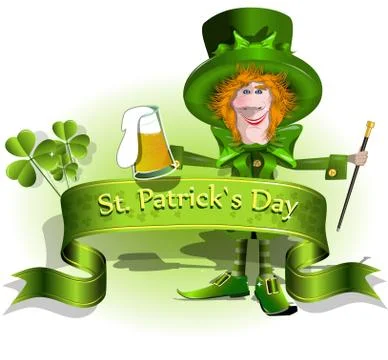 Patrick with beer Stock Illustration