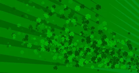 Patrick Day background with falling shamrock leaf pattern. For festive pub party Stock Footage 124713437