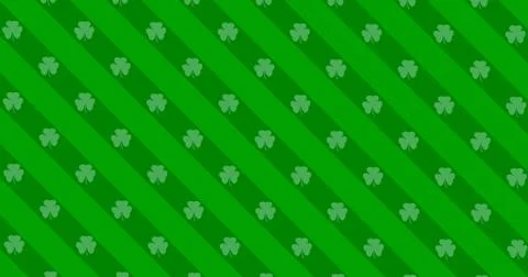 Patrick Day background with falling shamrock leaf pattern. For festive pub pa Illustrazione stock