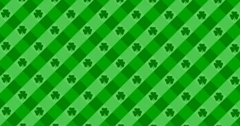 Patrick Day background with falling shamrock leaf pattern. For festive pub pa Illustrazione stock
