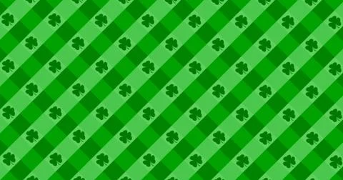 Patrick Day background with falling shamrock leaf pattern. For festive pub pa Illustrazione stock