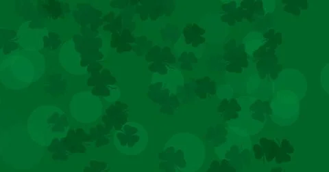 Patrick Day background with falling shamrock leaf pattern. For festive pub pa Illustrazione stock