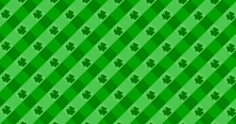 Patrick Day background with falling shamrock leaf pattern. For festive pub pa Illustrazione stock