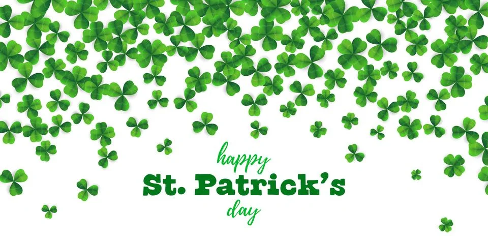 Patrick day background with vector four-leaf clover pattern background Illustrazione stock
