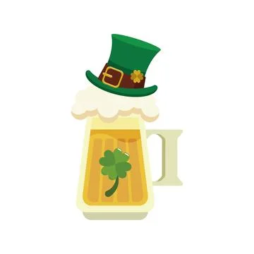 Patrick day beer glass with hat icon Vector Stock Illustration