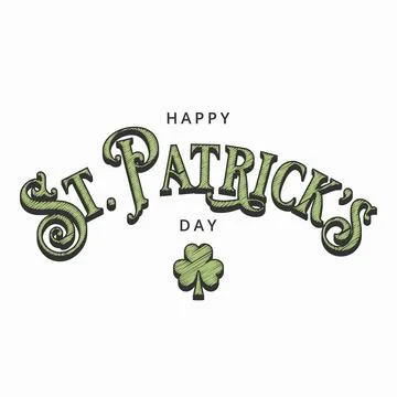 Patrick day card. Patrick lettering on white Stock Illustration