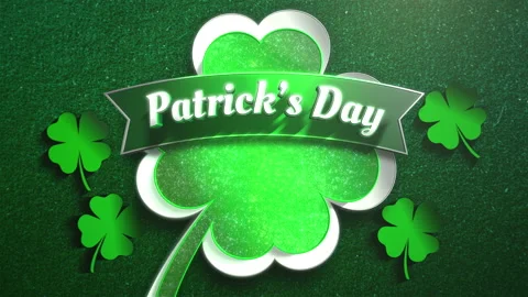 Patrick Day with closeup big shamrock and fly small shamrocks Stock Footage 167444553